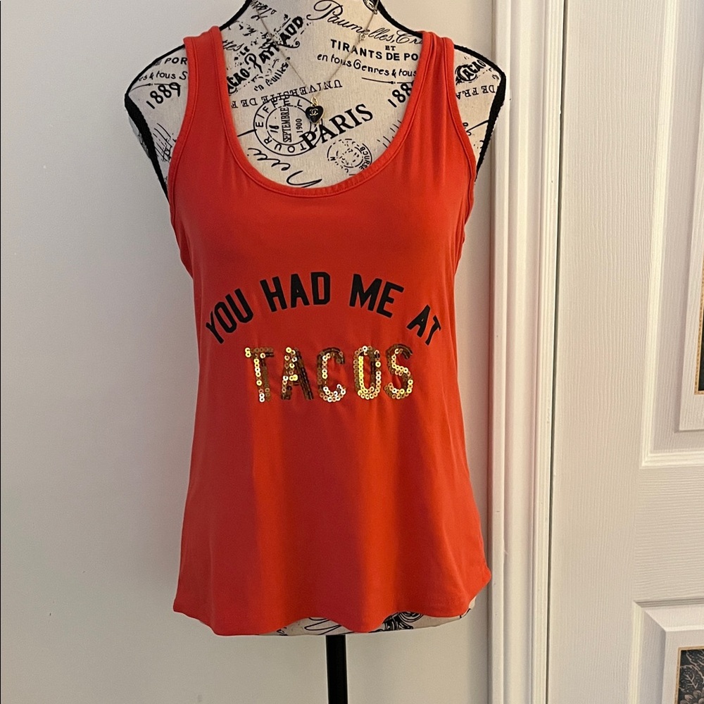 😃Vibrant Orange Tank Top with Sequin Detail